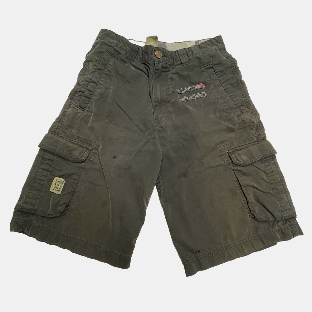 VTG JNCO Cargo Shorts Black Skull Skater Oversized Utility 90's Y2K Youth Sz. 16